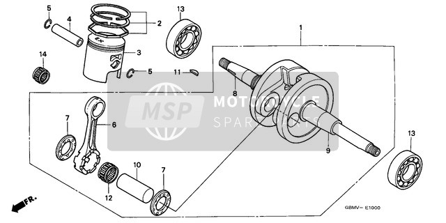 Honda SFX50SMM 1998 Cigüeñal/Pistón para un 1998 Honda SFX50SMM